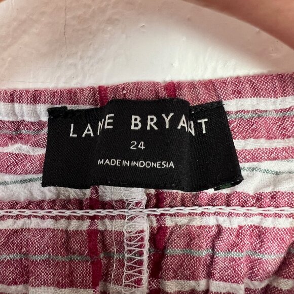 Lane Bryant Pink Red Tan Plaid Smocked Bust Short Sleeve Top 24 3X - Picture 2 of 4